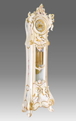 floor clock Art.530/8 lacquered white patinated with gold and decoration